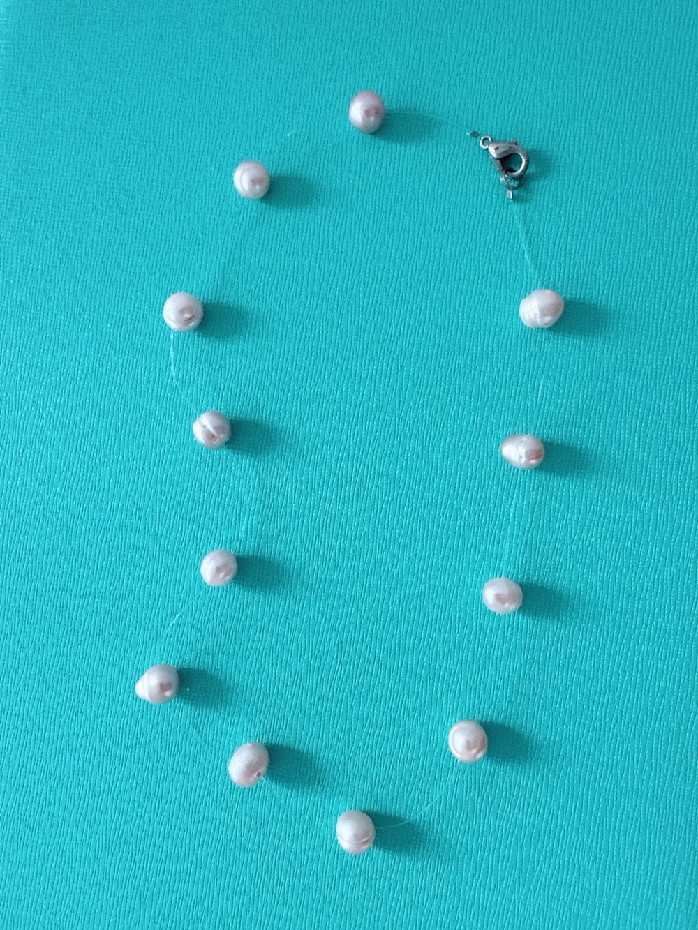 Genuine Freshwater Pearl Station Necklace - baby pink